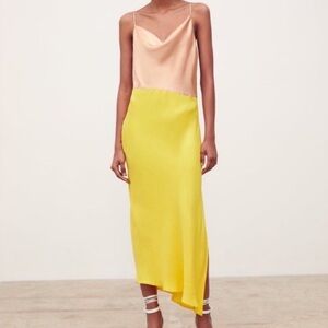 ZARA Colorblock Satin Slip Dress